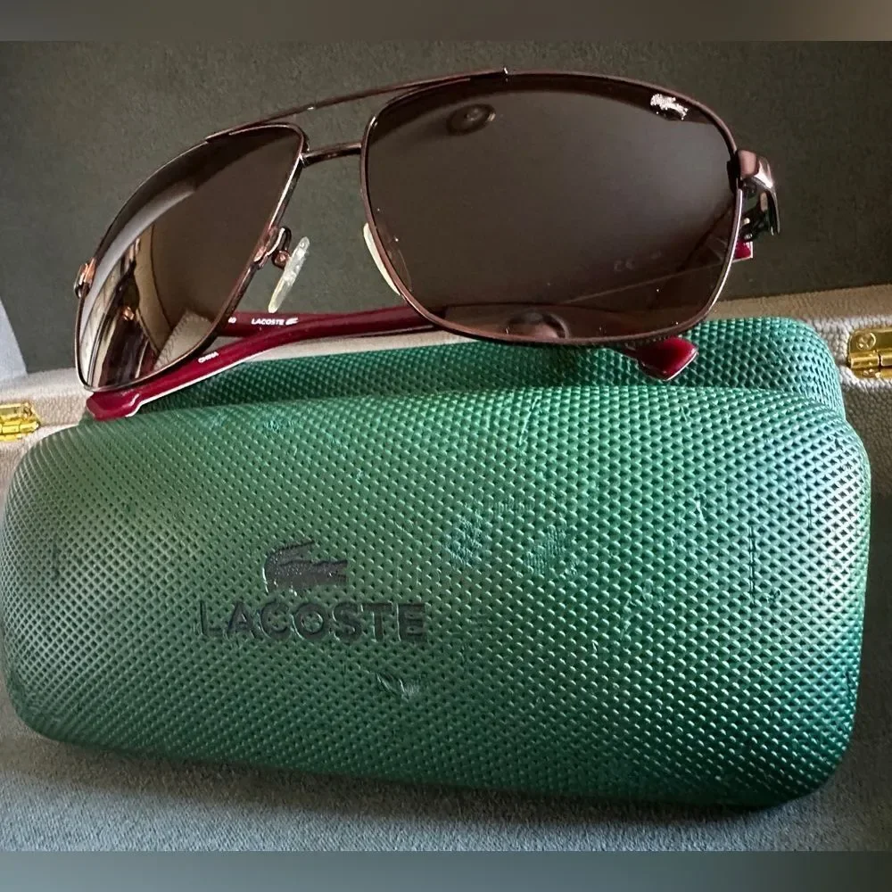 Lacoste brown and red sunglasses for men Lacoste L162S – Unworn & Stylish